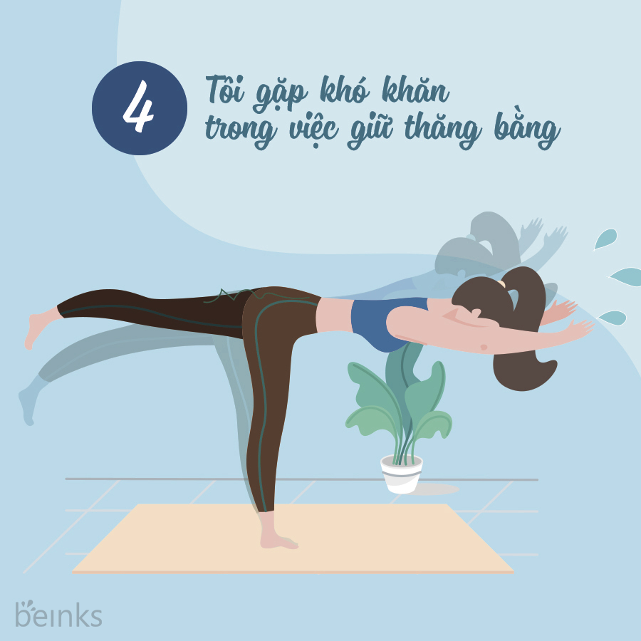 khó khăn trong việc giữ thăng bằng