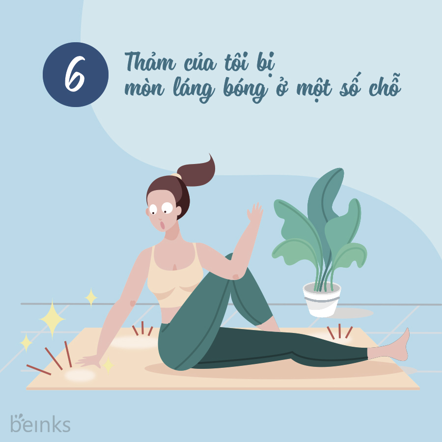 thảm yoga bị mòn láng bóng