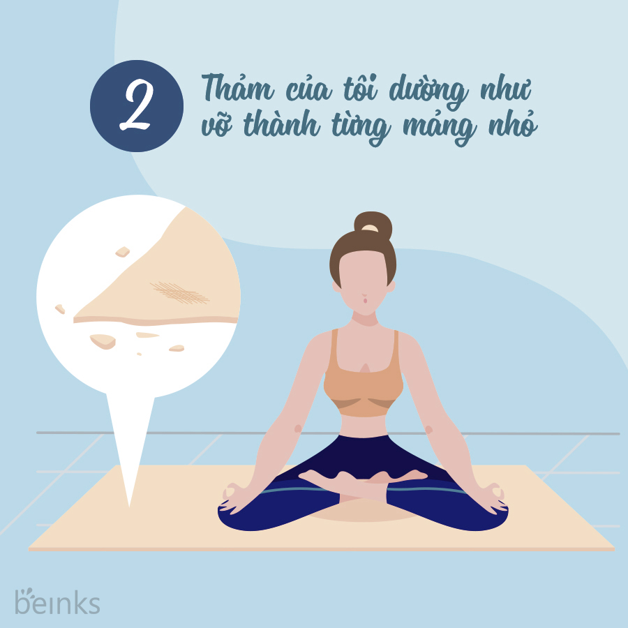 thảm yoga vỡ vụn từng mảnh