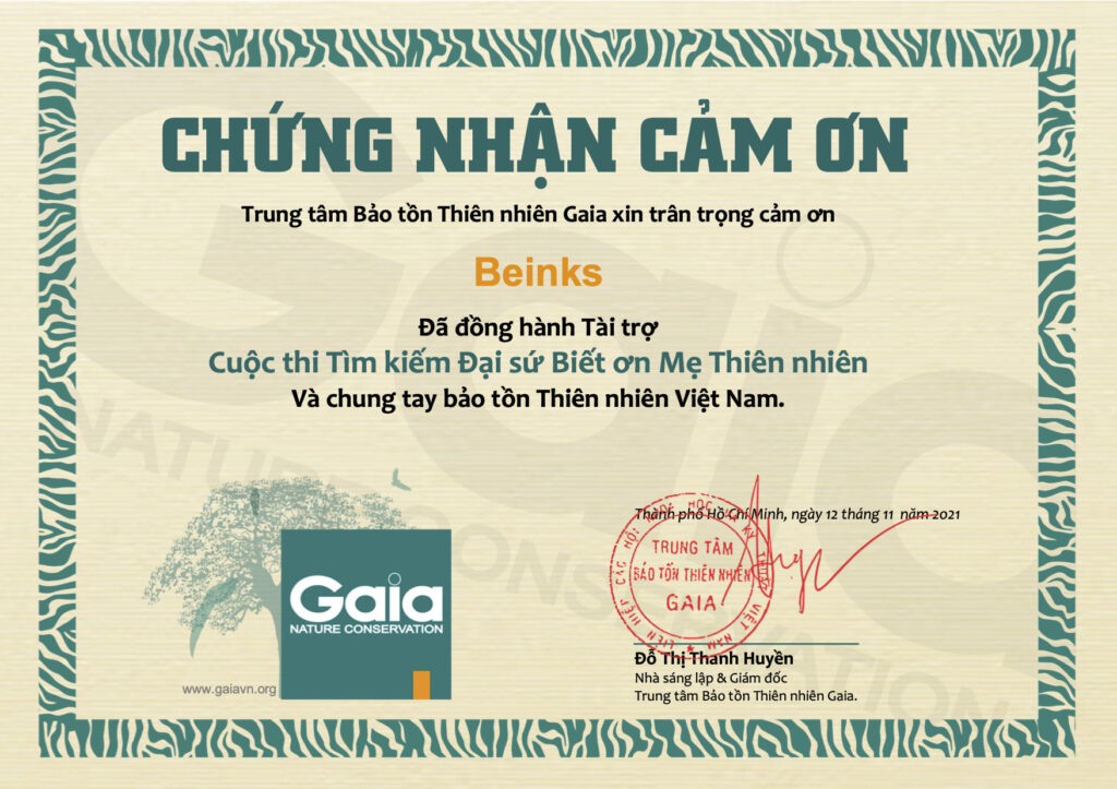 Gaia tran trong cam on Beinks